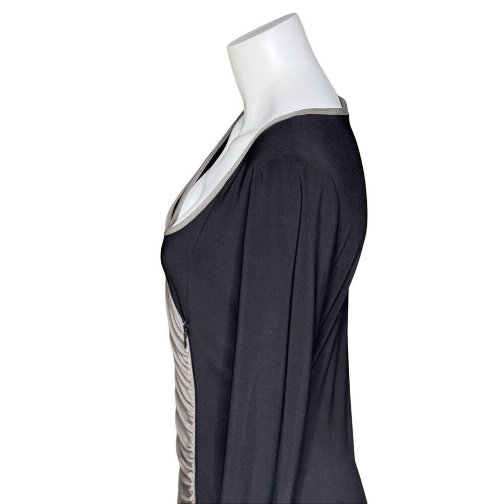 Joseph Ribkoff black and gray 3/4 sleeve draped ruching dress size 8 - Picture 7 of 10